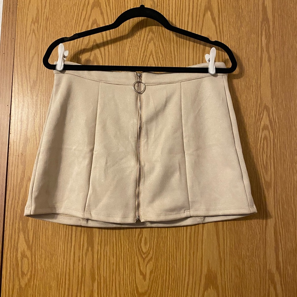 Altar'd State Beige Mini Skirt with Front Zipper